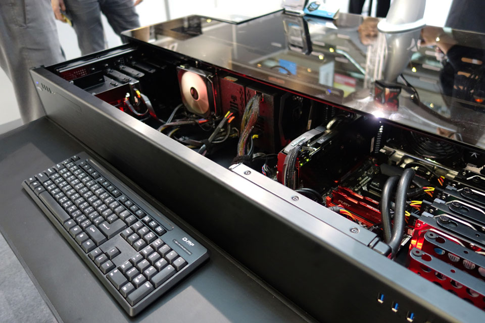 An up close look at the giant gaming PC that's also a desk