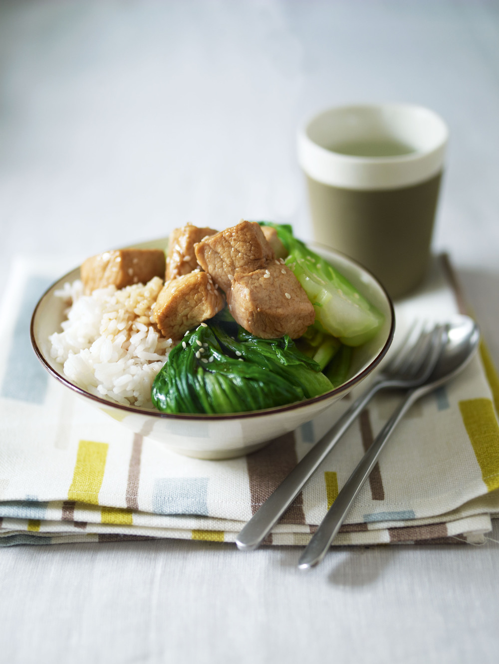Soy & Sake Pork with Pak Choi recipe