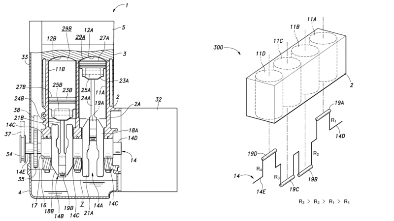 Honda patents engine with different cylinder displacements