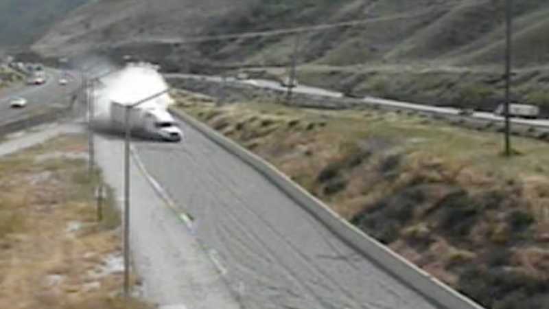 Caltrans camera catches truck hitting runaway truck ramp | Toyota Minis