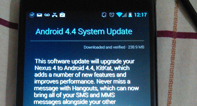 Android 4.4 KitKat arrives on Nexus 4 handsets