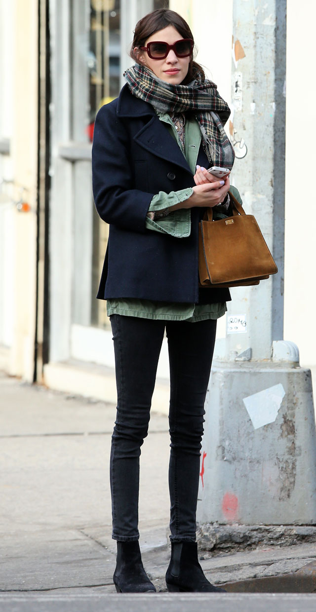 Alexa Chung Wraps Up In Cool Winter Layers For Brunch In New York