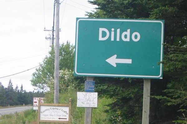 people living with hilariously unfortunate burdens, people living with unfortunate burdens, dildo road sign