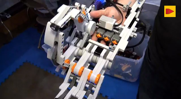 Cyborg arm made of Lego can flex its fingers and shake hands