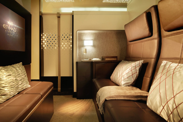 Etihad's A380 'Residence' has a lounge, double bed and an en-suite shower