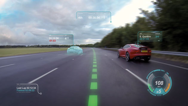 Jaguar Land Rover projects driving data directly on the windshield