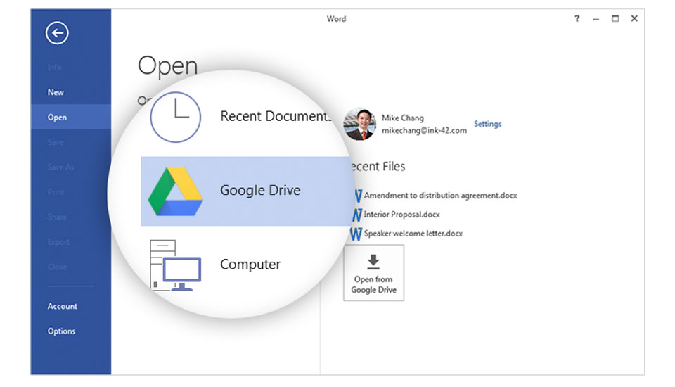 Google Drive syncs files directly from Windows Office apps