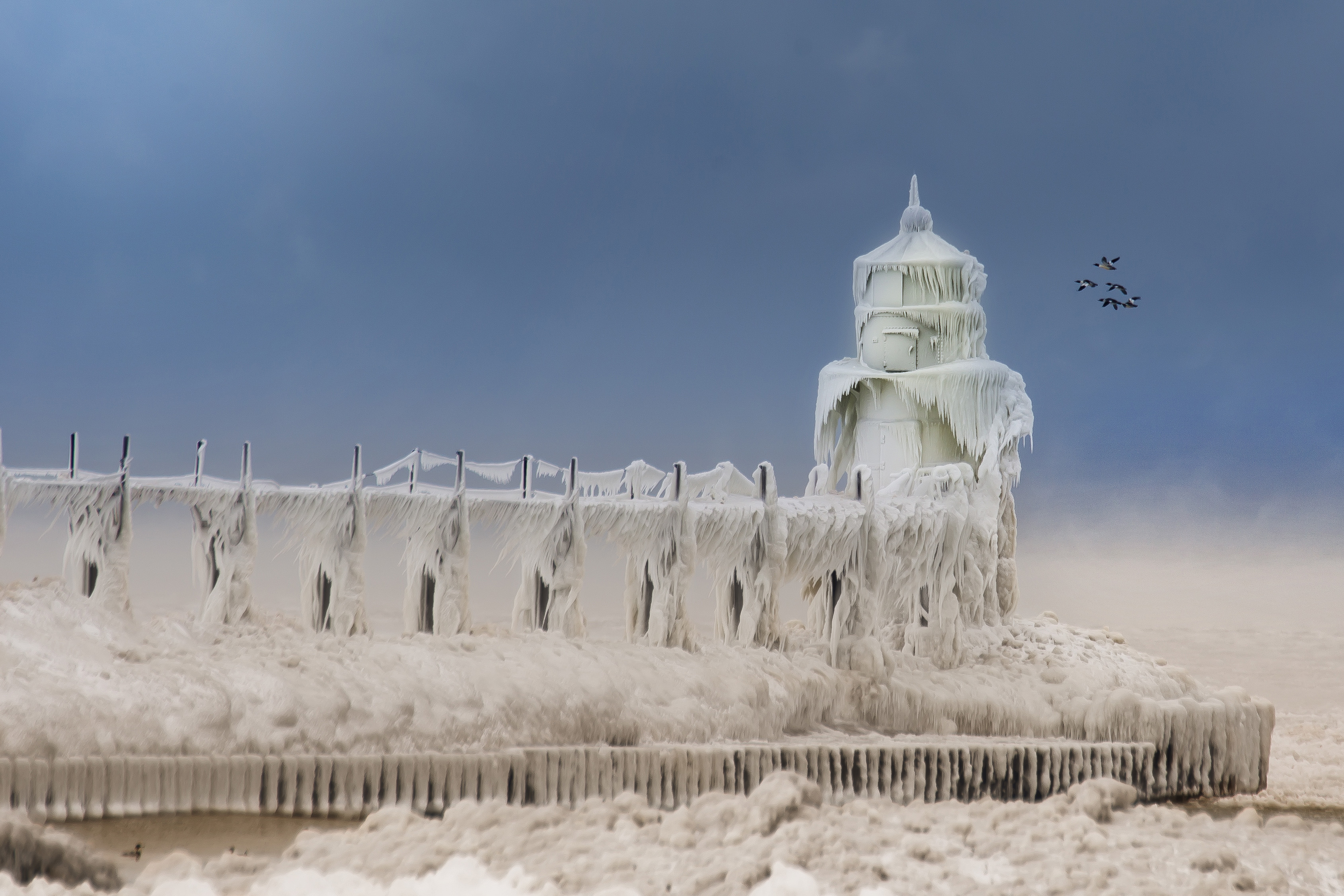 Fierce winter storms cause surreal ice formations in Michigan - AOL UK ...