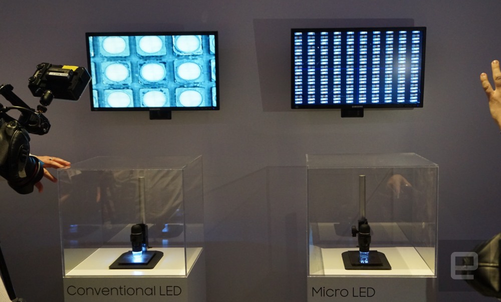 Samsung display comparing MicroLED pixels to conventional LED