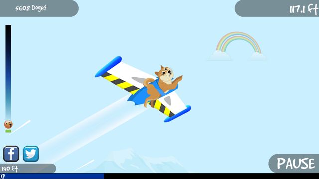 Doge with jetpack power up in Doge Blast