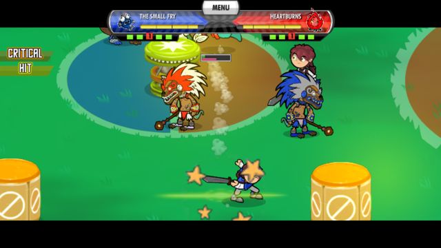 Blue team strikes red team with special attack in Flick Knights
