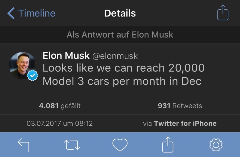Tesla Model 3 - Auslieferung beginnt