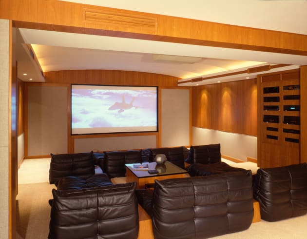 Home theater with leather seats