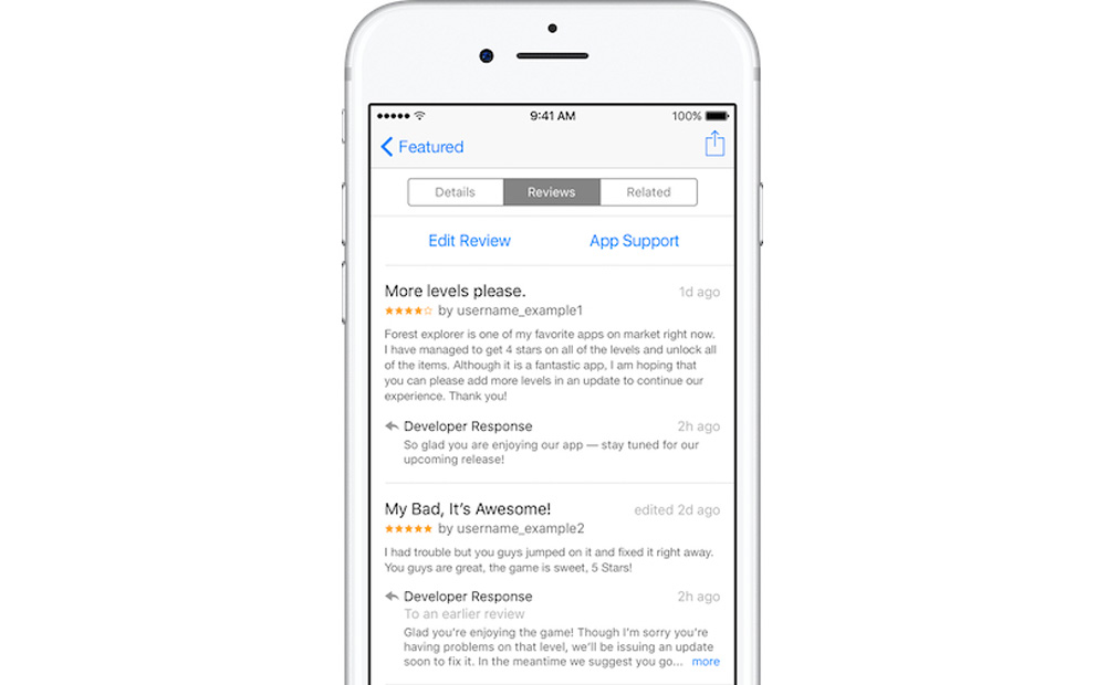 アップル App Storeにレビューへの返信機能を追加 アプリ内から評価を送れるapiも導入 Engadget 日本版