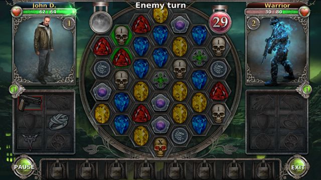 An enemy chooses an attack by matching 3 or more tiles in Gunspell