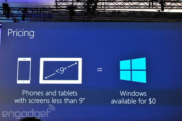 Windows será gratuito en móviles, tablets pequeños y dispositivos conectados a internet