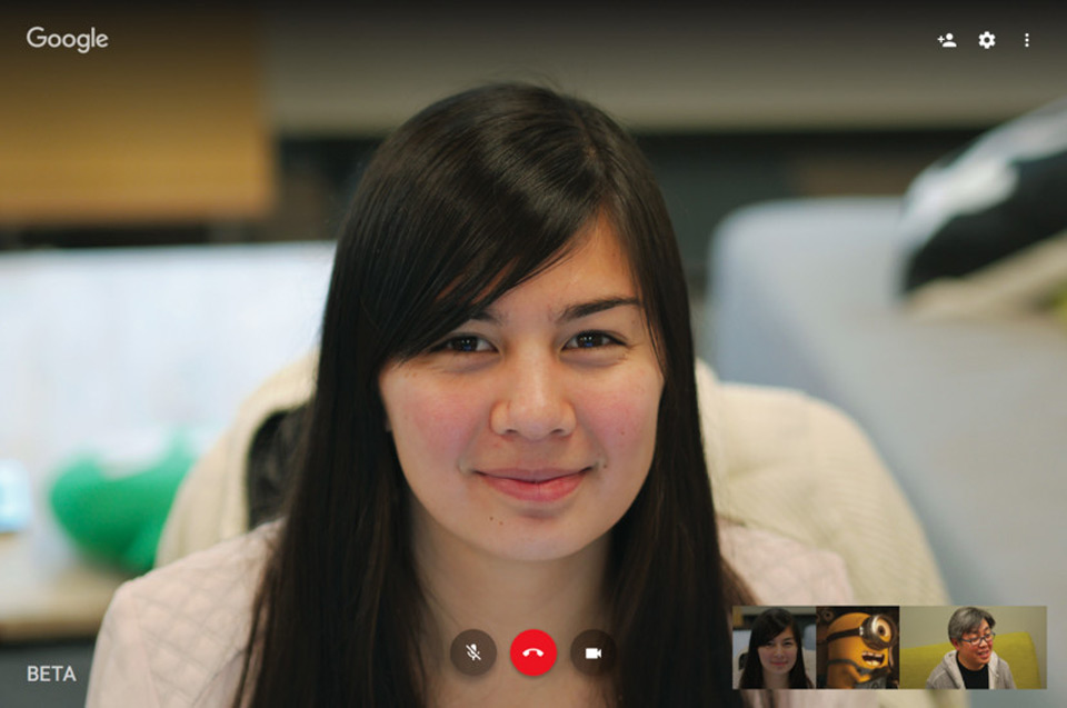 Hangouts' new video call look on the web