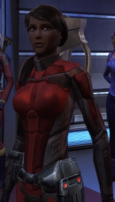 Captain River Armstrong of the USS Xiang Yu, impetuous, a bit impulsive, sometimes headstrong, but enthusiastic and friendly to her crew.