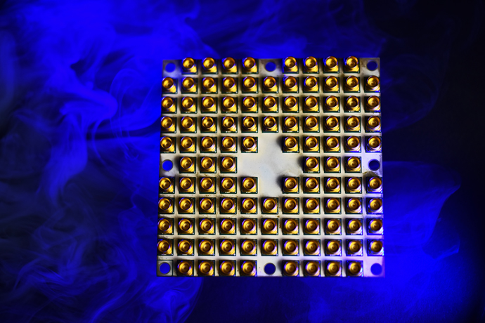 Intel Corporationâ€™s 49-qubit quantum computing test chip, code-named â€œTangle Lake,â€ is unveiled at 2018 CES in Las Vegas. (Credit: Walden Kirsch/Intel Corporation)