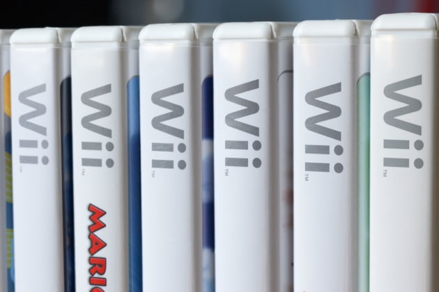 row of nintendo wii game cases in the uk