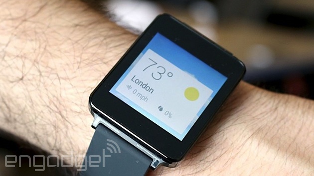LG G Watch showing the weather