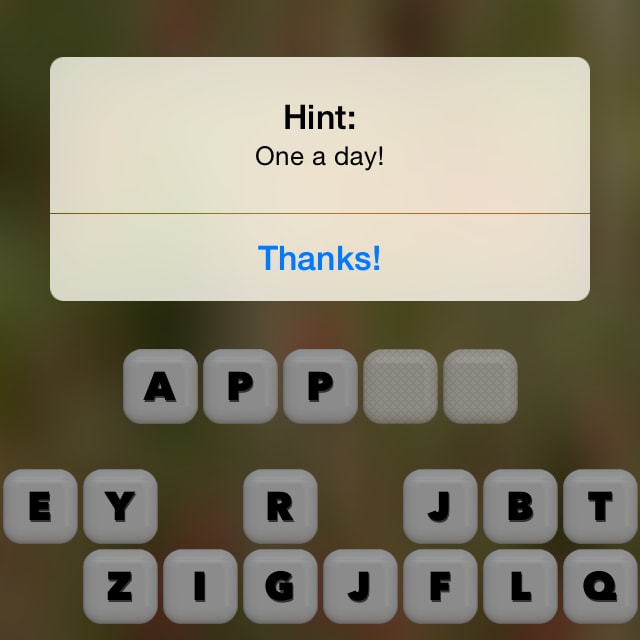 Players receive a free hint in FuzzWord