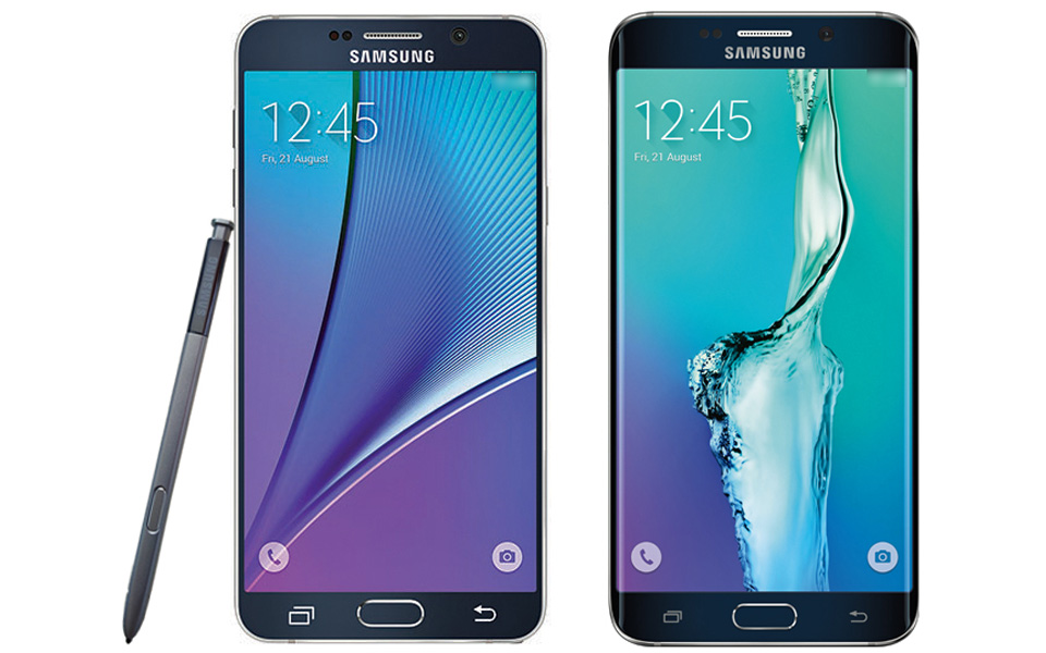 Samsung's Galaxy Note 5 (left) and Galaxy S6 Edge+ (right)