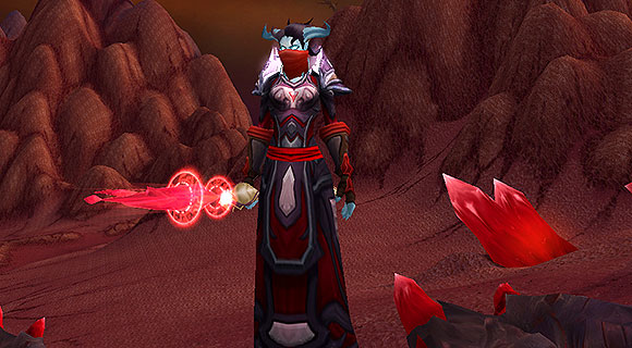 A draenei mage in Hellfire Peninsula with a bandana over her face