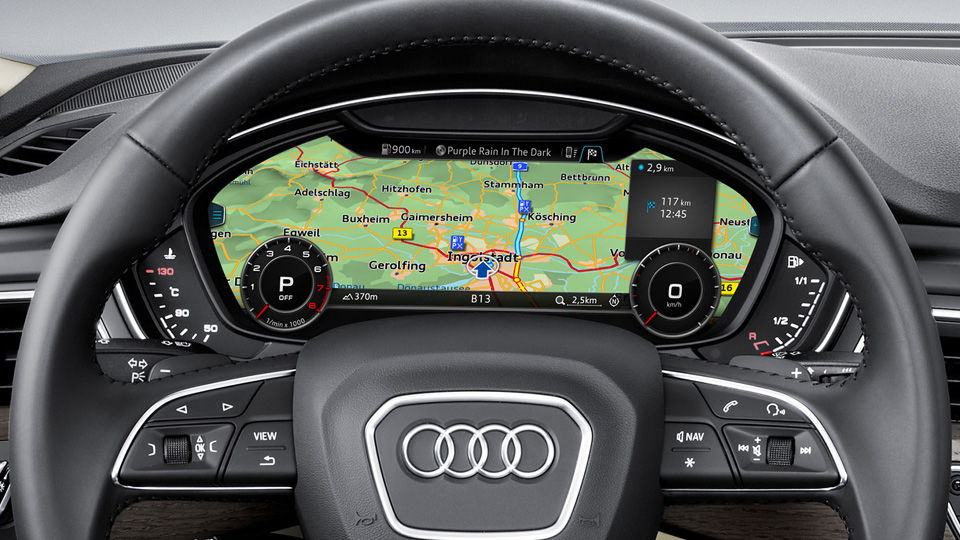 Navigation in the Audi A4's instrument cluster