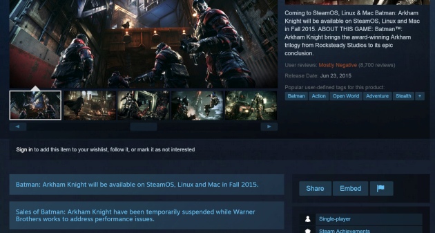 Batman Arkham Knight For Pcs Pulled Because Of Glitches Engadget