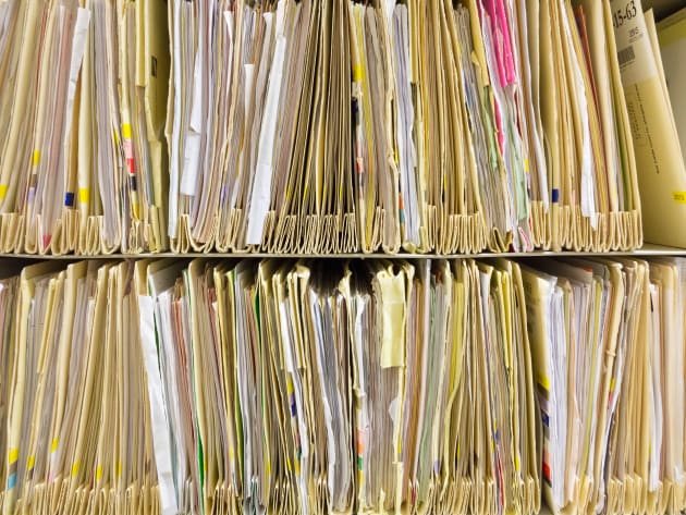 Paper files at a UK hospital