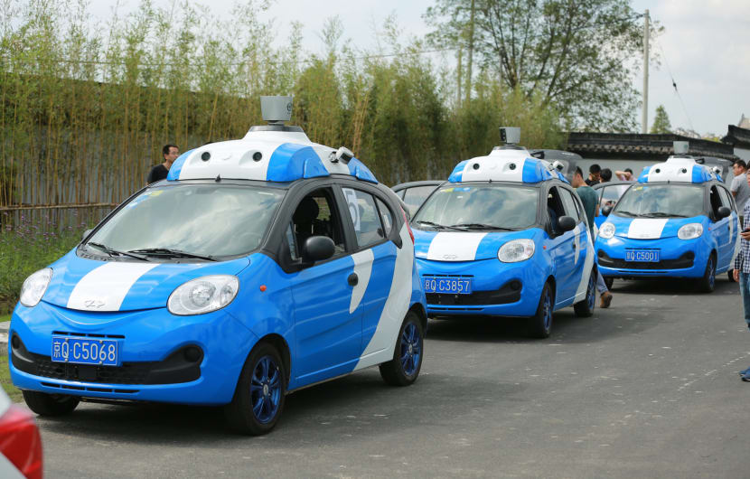 JIAXING, CHINA - NOVEMBER 17:  Baidu driverless cars in test run during the 3rd World Internet Conference (WIC) on November 17, 2016 in Jiaxing, Zhejiang Province of China. The 3rd World Internet Conference (WIC) - Wuzhen Summit kicks off at Wuzhen township on Wednesday and will last to Nov 18, in Zhejiang Province.  (Photo by VCG/VCG via Getty Images)