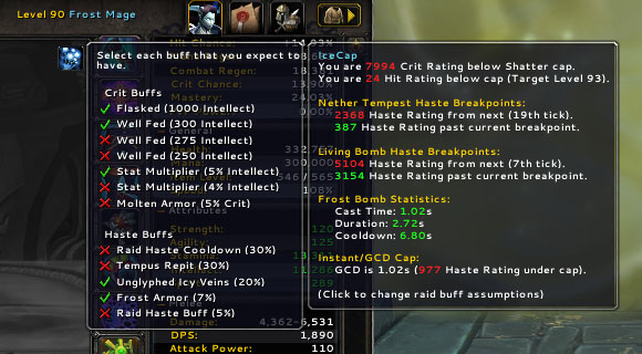 Display of statistics as shown in the addon Icecap.