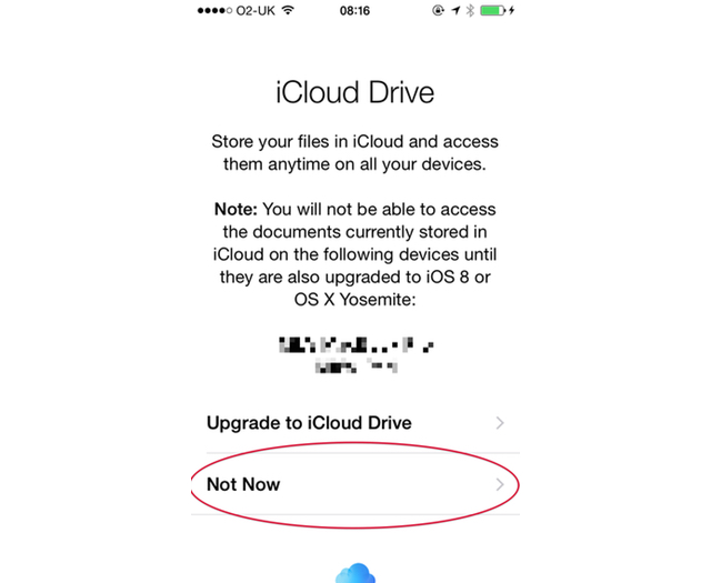 PSA: Do not upgrade to iCloud Drive during iOS 8 installation 