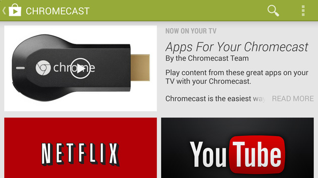 Chromecast section in Google Play