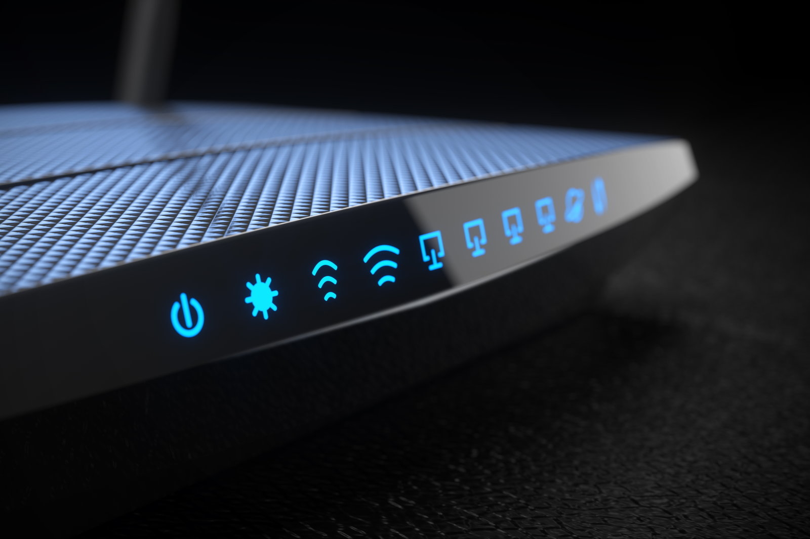 Wi-Fi wireless internet router on dark background 3d