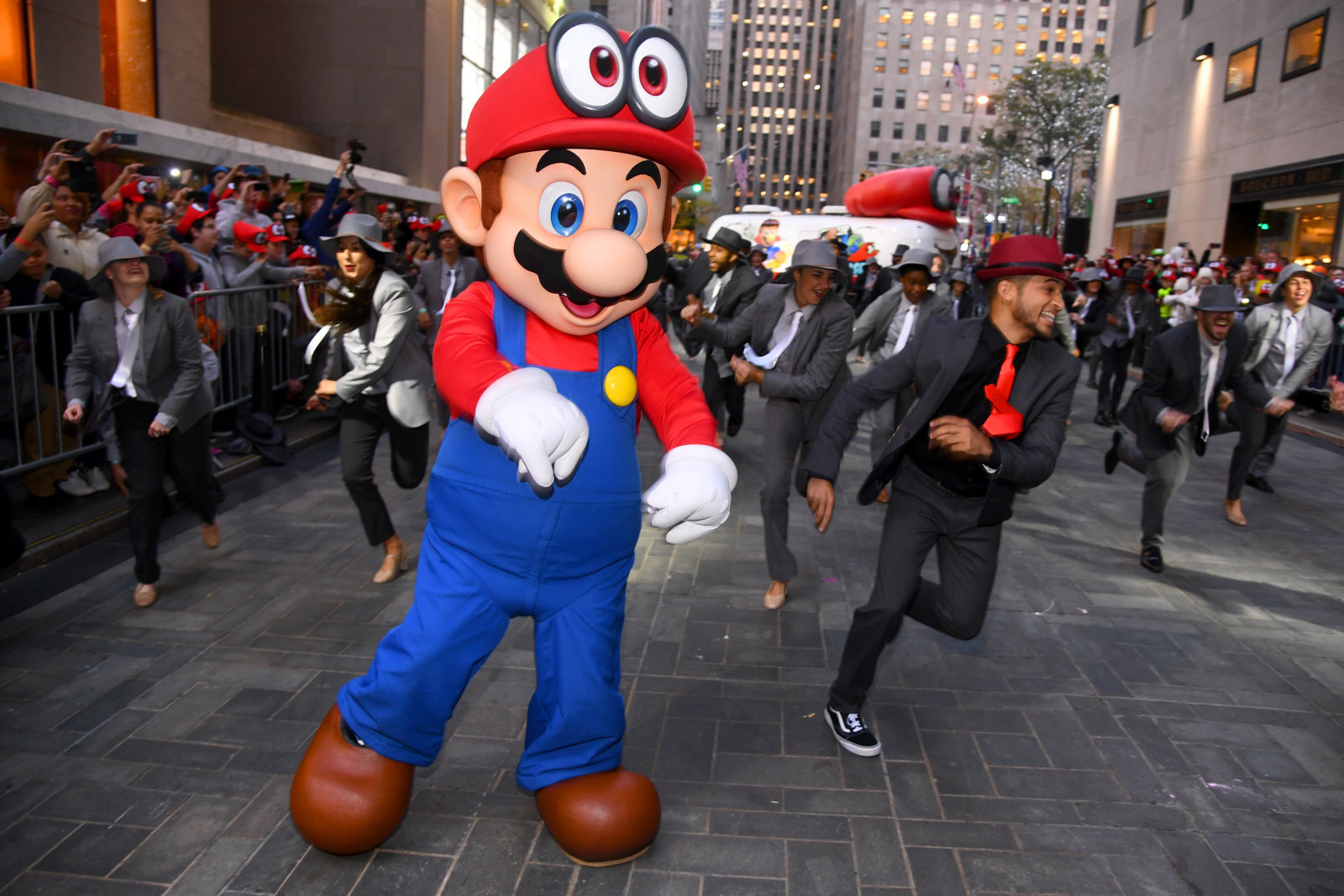 NEW YORK, NY - OCTOBER 26:  Mario and Jordan Fisher, actor, recording artist and current contestant on Dancing with the Stars co-hosts the Super Mario Odyssey for Nintendo Switch launch event on October 26, 2017 at Rockefeller Plaza in New York City.  (Photo by Dave Kotinsky/Getty Images for Nintendo of America)