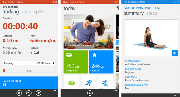 Bing Health and Fitness for Windows Phone