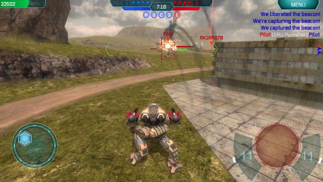 Players battle other players in online multiplayer matches in Walking War Robots