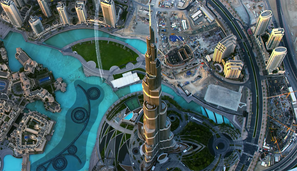 Flying near the Burj Khalifa in Dubai