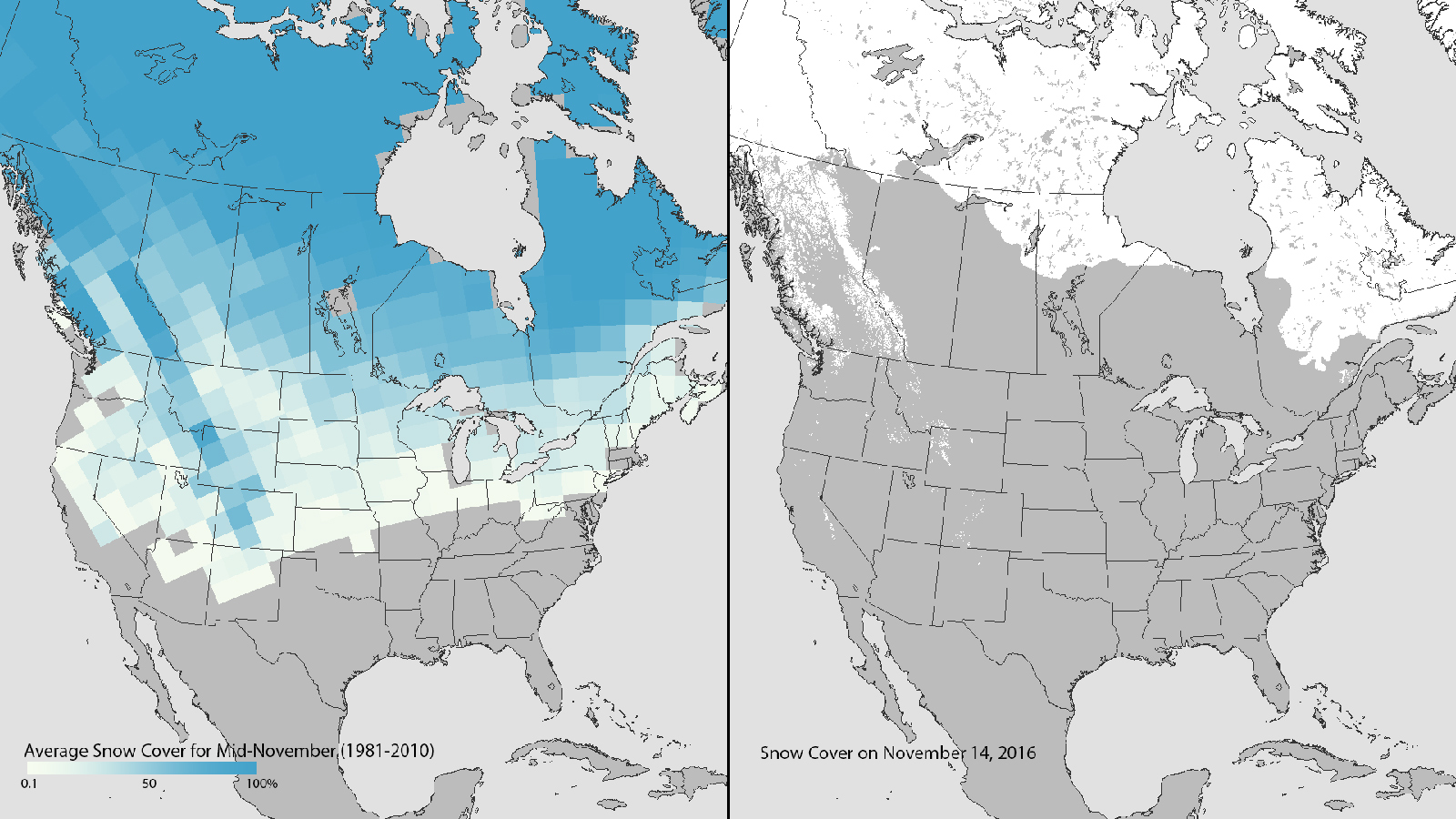 Us Snow Cover Map Noaa Noaa: Us Snow Cover Hits An 'All-Time Low' For November | Engadget