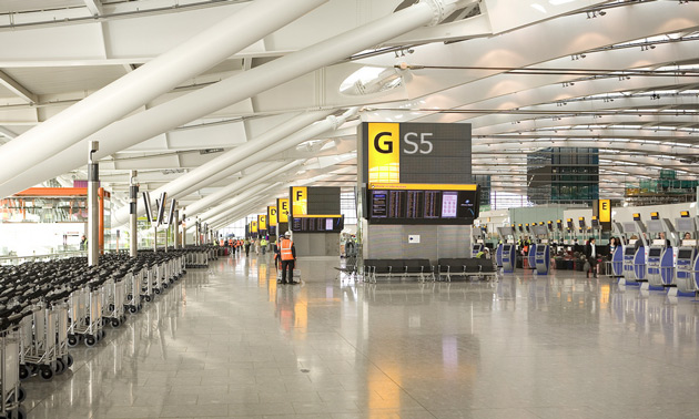 Terminal 5, Heathrow, with photoshopped Samsung Galaxy S5 branding