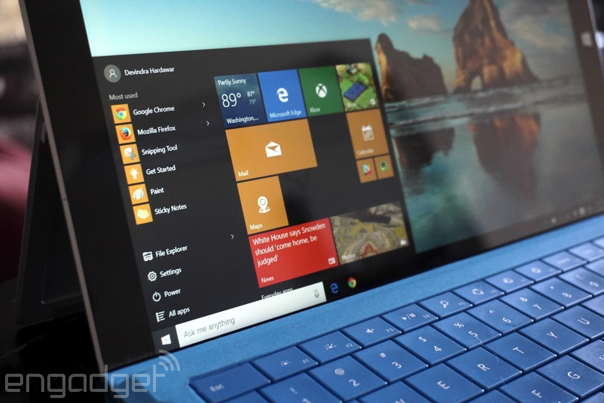 Microsoft Edge on a Surface tablet