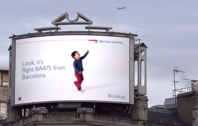 英國航空施了一點「魔法」，讓電子廣告牌上的小孩懂得追蹤飛機（影片） - Engadget 中文版
