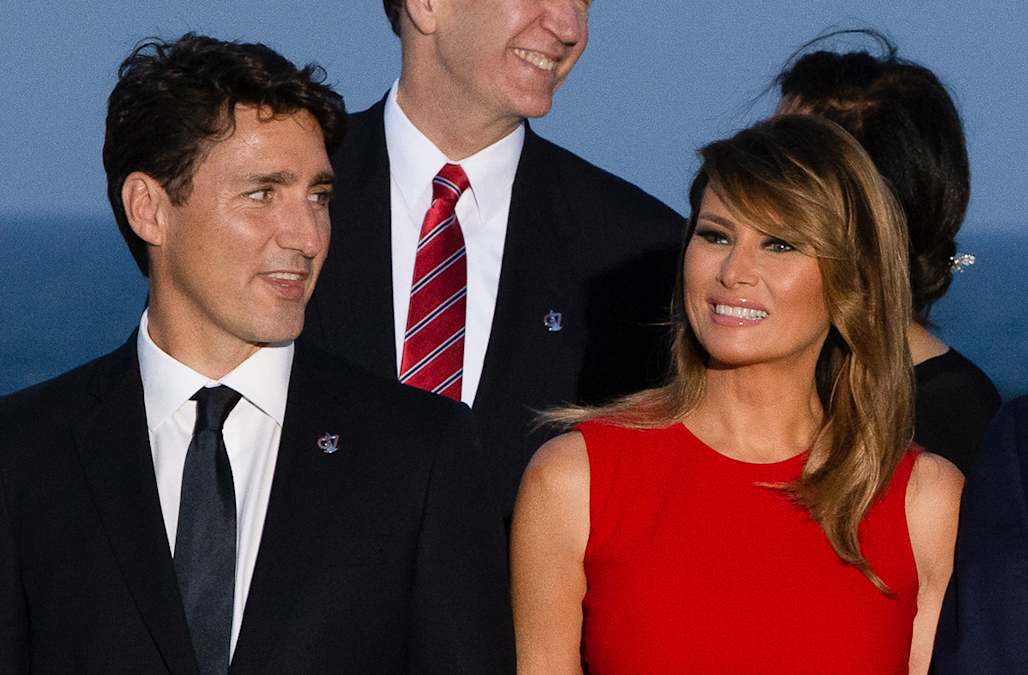 Photo of Melania Trump greeting prime minister Justin ...