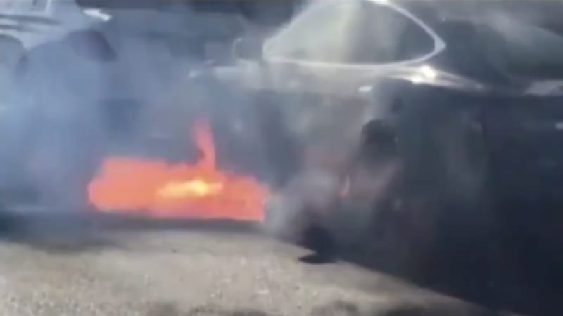 photo of Hollywood couple's Model S burns in video, and Tesla investigates image