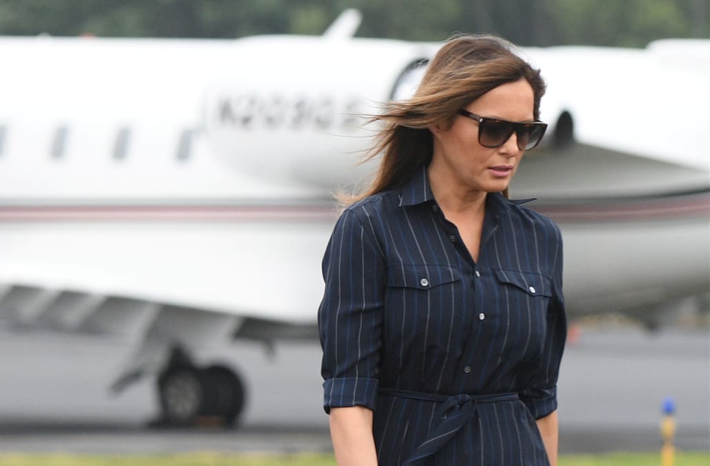 The Trumps arrived back in Washington D.C. on a windy Sunday afternoon  following a weekend away at Trump\u0027s National Golf Club in Bedminster, New  Jersey.