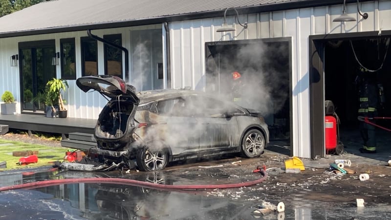 Another recalled Chevy Bolt parked indoors catches fire in Georgia