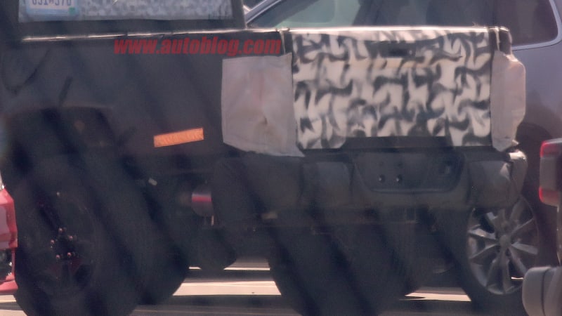 Jeep Wrangler Scrambler pickup tailgate spied uncovered
