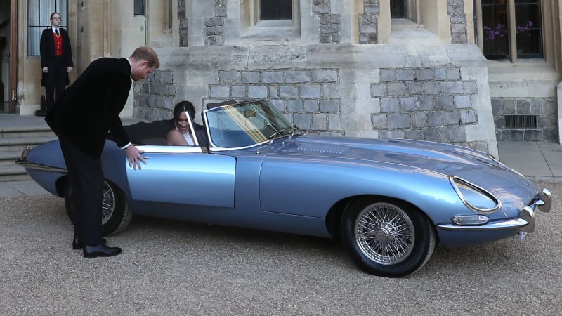 photo of Prince Harry drove Meghan Markle to their Royal Wedding reception in this electric Jaguar image